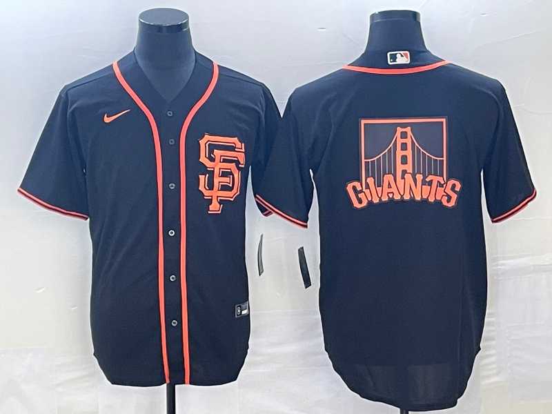 Men%27s San Francisco Giants Black Team Big Logo Cool Base Stitched Baseball Jersey